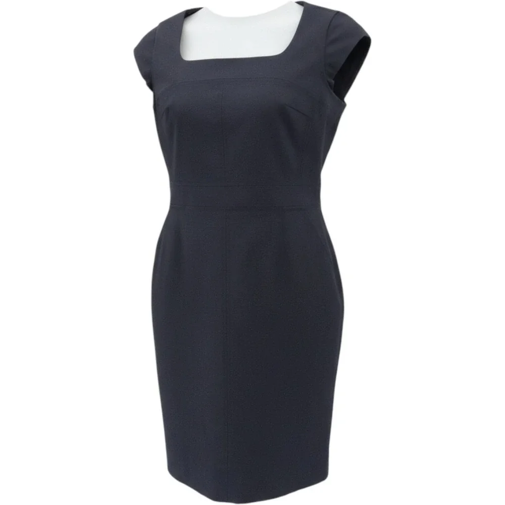 Tory Burch Navy Blue Tailored Square Neck Sheath Work Dress Size 12